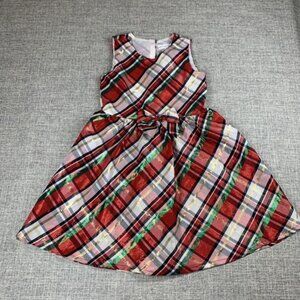 Nannette Metallic Holiday Plaid Girls Dress Size 6 Christmas Jumper